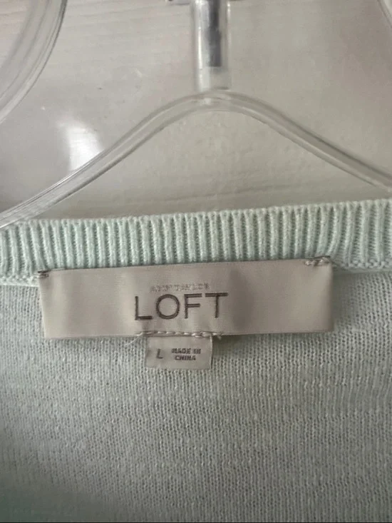 LOFT Mint Green Lightweight Round-Neck Button Cardigan - Picture 2 of 3